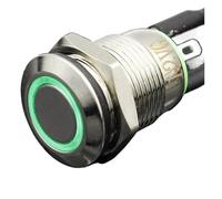1PC 12MM with LED 3V 5V 12V 24V 220V switch momentary push button(Green,24 V)