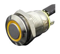 1PC 12MM with LED 3V 5V 12V 24V 220V switch momentary push button(Yellow,24 V)