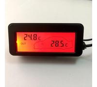 1PC 12V Digital LCD Car Thermometer Inside/Outside Temperature Gauge Meter with Cable, Thermometer for Car and Truck Indoor Outdoor(red)