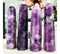 1pc 15-16cm Lepidolite Purple Mica Crystal Tower Hexagonal
