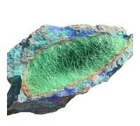 1pc 150-200g Bohemian Azurite Quartz Synthetic Form Block Crystal with Vivid and Rust Orange Veins Gemstone Stone