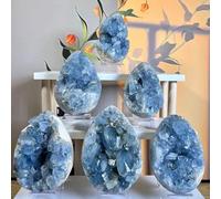 1pc 150-200g Celestite Crystal Raw Druzy Celestite Heart Cluster Sky Blue Geode Rough