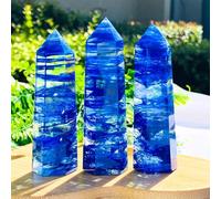 1pc 16cm Clear Blue Smelt Quartz Tower Smelting Crystal Obelisk Wand Gemstone