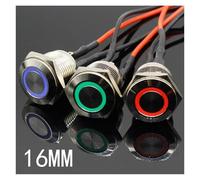 1PC 16mm 3V 5V 12V 220V Aluminum Metal LED Power NO Push Button Switch Self-reset Metal Switch Normally Open IDGTTLDF(Beige,5V)