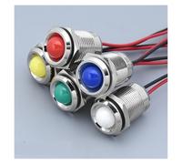 1pc 16mm motorcycle car Boat airplane DIY Waterproof IP67 Metal LED Warning Indicator Light Signal Lamp Pilot Wire IDGTTLDF(Yellow,16MM_3-6V)