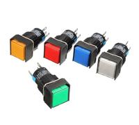 1PC 16mm Push Button momentarySelf-Lock Latching Switch Square LED LightDC6V DC12V DC24V AC220V(Green,Self-Lock,DC24V)