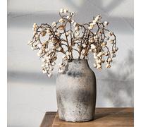 1pc/18.3cm7.2in, Rustic Farmhouse Ceramic Flower Vase, 18cm, Boho Vase for Home Decor, Terracotta Vase for Living Room, Table, Shelf, Fireplace Decor, Farmhouse, Grey