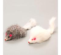 1pc 18cm Real Cat Long-haired Tail Feathers Mice Mouse Rabbit Cat and Dog Toy - Random Colour