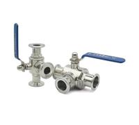 1pc 19/25/32/38/45/51mm SS304/316L Stainless Steel Grade T-Shaped Three-Way Ball T/L Port Ring Type OD50.5/64mm(T-port-45mm Ferrule 64)