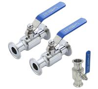 1pc 19mm 3/4" 1" 1-1/2" 2" 304 Stainless Steel Sanitary Ball Valve Tri Clamp 50.5mm/64mm Ferrule Type(19mm x Ferrule 50.5)