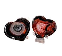 1pc 200-300g Black Red Agate Heart-Shaped Crystal Marble Pattern Romantic Home Office Decoration Gemstone Stone