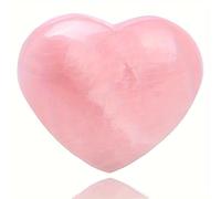 1pc 200-300g Rose Quartz Puffy Heart Shaped Palm Stone Love Pocket Crystal Gemstone
