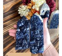 1pc 200-300g Ultra Rare Blueberry Fluorite Crystal Cluster Tower- Large with White Quartz Tower Deep Blue-Purple Color Gemstone Stone