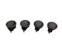 1PC 20A 12V 220V Waterproof Rocker Switch LED Dot Light Car Boat Round ON/OFF SPST Switch(Yellow,12V)
