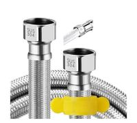 1pc 20cm-200cm SUS 304 Hose 1/2"-3/4" 10mm Inner Tube Enlarged Big Flow Explosion-Proof Flexible Braided Faucet Water Pipe(G 1-2 Hose,100cm)