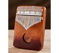 1PC 21 Keys Kalimba Thumb Piano, Solid Mahogany Wood Thumb Harp with Gradient Brown Cute Cat Design,Beginner Musical Instrument Gift for Women & Girls