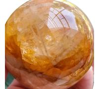 1pc 210-300g Golden Healer Fire Hematoid Crystal Ball Orbit Statue
