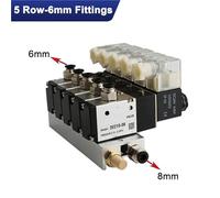 1pc 220V 24V Option 3V210-08 Pneumatic Solenoid Valve Block with Muffler Fitting Base Manifold 2/3/4/5/6 Row 3 Port(5 Row 6mm Fitting,AC220V)