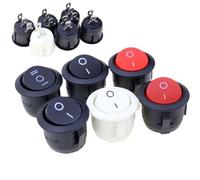 1pc 22mm Red Black White ON/OFF Round Rocker Toggle Switch 6A/250VAC 10A 125VAC Power switch cap with Plastic Push Button Switch(On-off red 2pin)