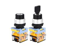 1PC 22mm Rotary Key Switch Transfer Switch 2/3Way Momentary Self-Lock on Off Switch Safety Knob Switch(2Way1NO1NC,Momentary Self-reset)