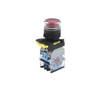 1pc 22mm with red LED Light Illuminate Flat Head Industrial Push Button Switch 1NO/1NO1NC Power Control Switch(1NO1NC,MOMENTARY_24V 4A)