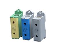 1pc 240mm2 Electric DIN Rail Mounting Terminal Block Copper 1P Rectangle AC/DC One In One Out Screw JUT10-240(Yellow Green)