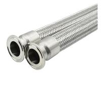 1pc 25mm Pipe OD x 1.5" Tri Clamp Braided Flexible Hose 500mm Long 304 Stainless Steel