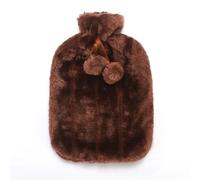 1PC 2L Removable Hot Water Bottle Bag Plush Cover Winter Protective Case Heat Preservation Covers Soft Warm Anti Cold Portable for Winter(Brown)