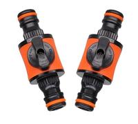 1PC/2PCS 16MM Equal Garden Hose Shut Off Valve Fitting Plastic Tubing Tap Adapter Quick Joint for Watering Irrigation Car Wash(2pcs)