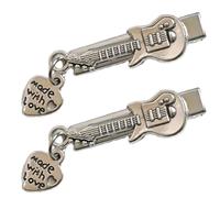 1pc/2pcs Guitar Shape Hair Clip with Heart/Star Pendant Spring Headpieces for Girl Taking Photo Travel Hairpin Festival Barrettes for Daily Life Large Lovely for Woman Small for Thin for Fine