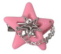1pc/2pcs Star Hair Clip For Girls Hair Barrettes Lovely Accessories Nonslip Decorative Chain Hair Decors