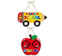 1PC/2Pcs Welcome School Door Signs First Day Classroom Wall Hanging Decoration