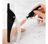 1pc 3-in-1 Acrylic Nail Clipper, Black & White with Nail Size Gauge, Collection Chamber & File, Complete Manicure Tool for Gel Extensions