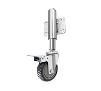 1pc 3 Inch Heavy Duty Spring Gate Wheels with Adjustable Height - Shock Absorber Rotating Casters for Garden and Yard(Brake 60mm)