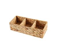 1pc 3-Section Hand-Woven Storage Basket,Water Hyacinth Wicker Storage Basket, Toilet Paper Basket for Toilet Tank Top