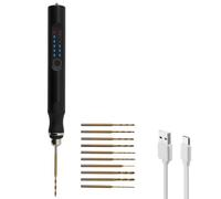 1PC 3-Speed Electric Mini Drill Pen Rechargeable DIY Electric Hand Drill with 10 Small Drill Bits Electric Engraving Tool Kit for Wood Resin Keychain Pendant Earring Jewelry Making Stone Plastic Black