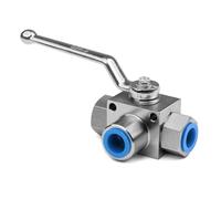1pc 3 Way Hydraulic Ball Valve High Pressure Ball Valve 1/4 BSP-500Bar Shutoff Valve for Water Oil Natural(G3-4)