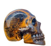 1pc 300-350g Tiger Eye Stone Carved Skull Quartz
