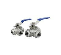 1pc 304 316 Stainless SteelThree-Way Ball 1/4“-2” Female Full Port T/L-Port Connector for Water and Gas(Sus316-l Type,2 Inch)