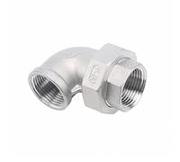1pc 304 Stainless Steel 90 Degree Elbow Connector - BSPT Male Female Live Union for Tube Plumbing, 1/4" to 1" Sizes(1")