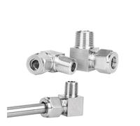 1pc 304 Stainless Steel 90° Elbow Double Ferrule Tube Pipe Fittings 3mm 4mm 8mm 10mm 12mm OD 1/8" 1/4" 3/8" 1/2"(14mm OD Pipe,3/8")