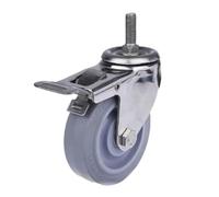 1pc 304 Stainless Steel Casters Wheels 3inch 4inch Polyurethane Wheel Mute No Rust For Humid Environment Industrial(Brake,4 inch wheel)