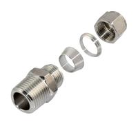 1pc 304 Stainless Steel Double Ferrule Compression Connector 12、14mm Tube to 1/8" 1/4" 3/8" 1/2" Male NPT Pipe Fitting(1I4 x 6mm)