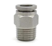 1PC 304 Stainless Steel External Thread Pneumatic Quick Coupling PC10MM-1/2 BSP External Thread Plumbing Fittings