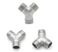 1PC 304 Stainless Steel Pipe Fittings 1/4" 3/8" 1/2" 3/4" 1" BSPT Female+Male Threaded Three Way 4 Way Elbow T Type(External Y-3-Way,3/8")