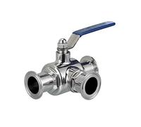 1pc 304 Stainless Steel Sanitary Ball Valve 3 Three Way 1.5" OD 50.5mm Tri Clamp Ferrule Type for Food Homebrew Diary(108mm,L Type)