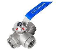 1pc 304 Stainless Steel Three-Way Ball Valve with Switch Buckle L/T Type One in and Two Out Inner Wire 6/4 Minutes(DN40,L-Type BSPT)