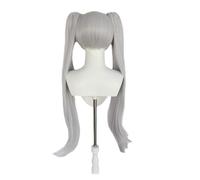 1pc 30Inch Synthetic Super Long Straight Silver Gray For Cosplay Wig With Double Ponytails Natural Anime