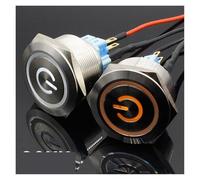 1pc 30mm Metal Stainless Steel Waterproof Momentary/Locking LED Push Button Switch Car Auto Engine Start PC Power Symbol IDGTTLDF(Blue,MOMENTARY_220V)