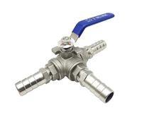 1pc 32mm OD Hose Barb 304 Stainless Steel L-Port Three Way Drain Ball Valve for Water
